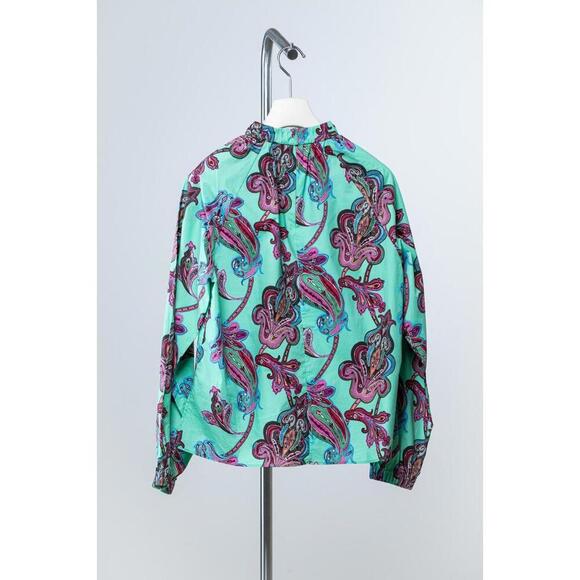 Tibi Teal Paisly Tunic Top - Picture 7 of 8